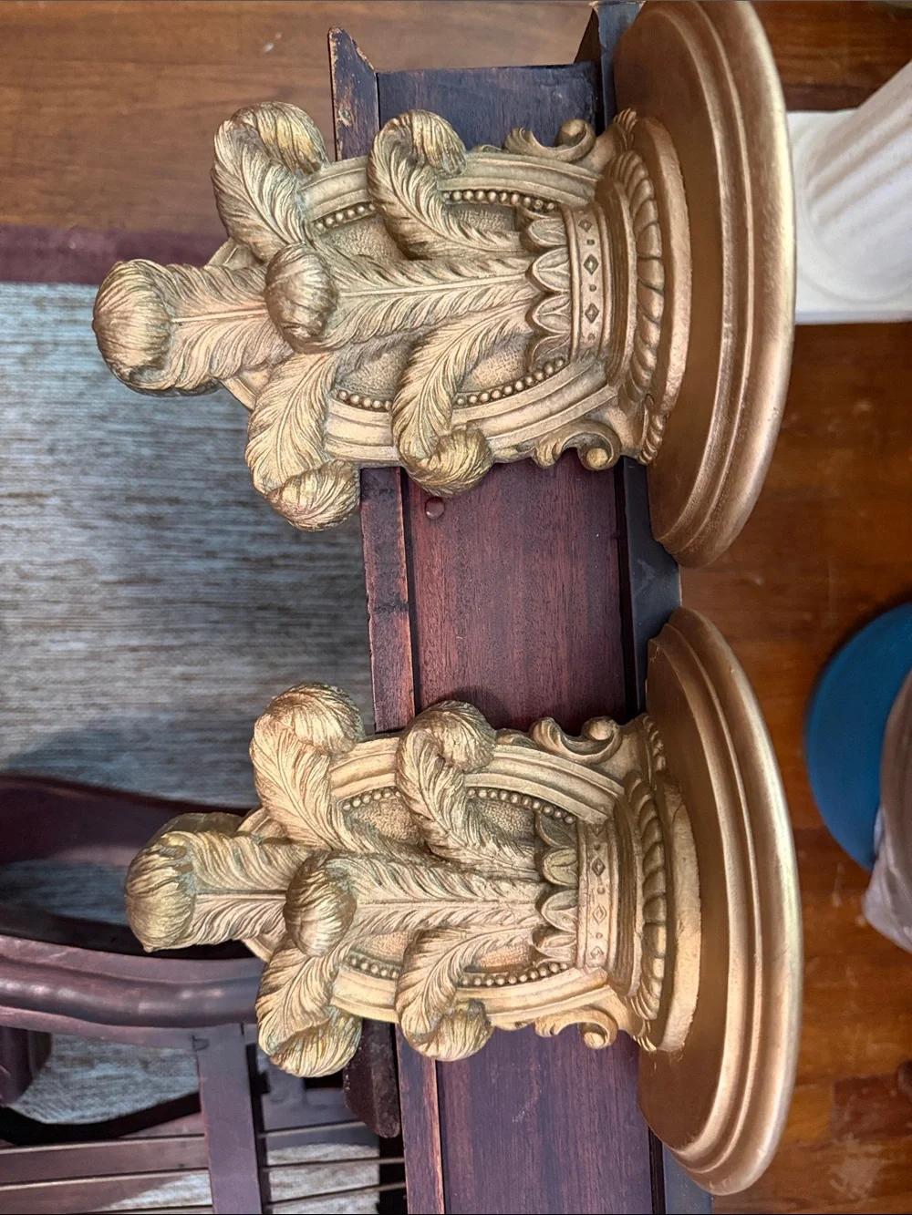 Gold Decorative Wall Shelf Brackets - Pair